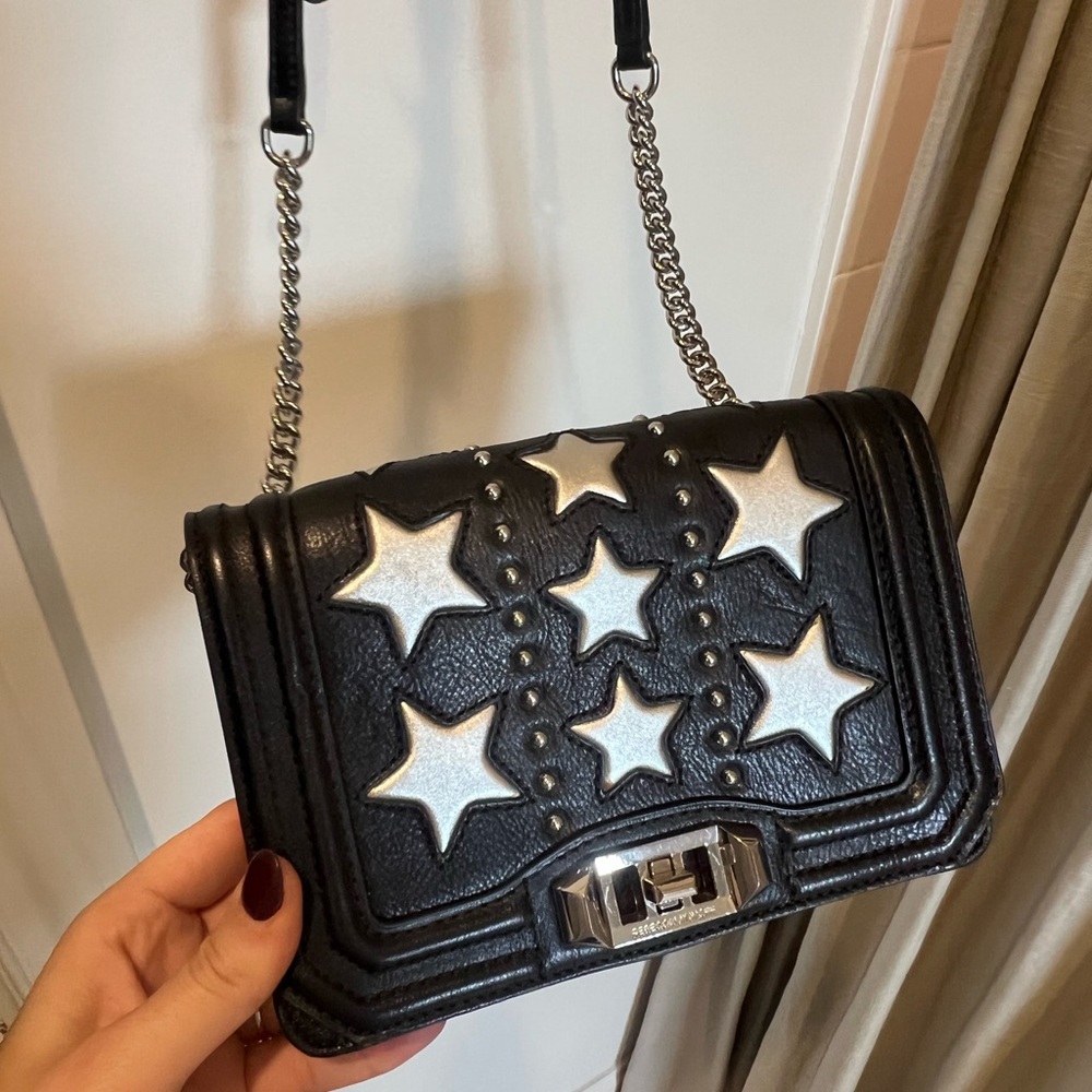 Rebecca Minkoff Black and Silver Star-Studded Women's Bag